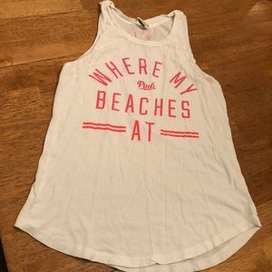 Pink white & pink tank top very nice size XS Cute